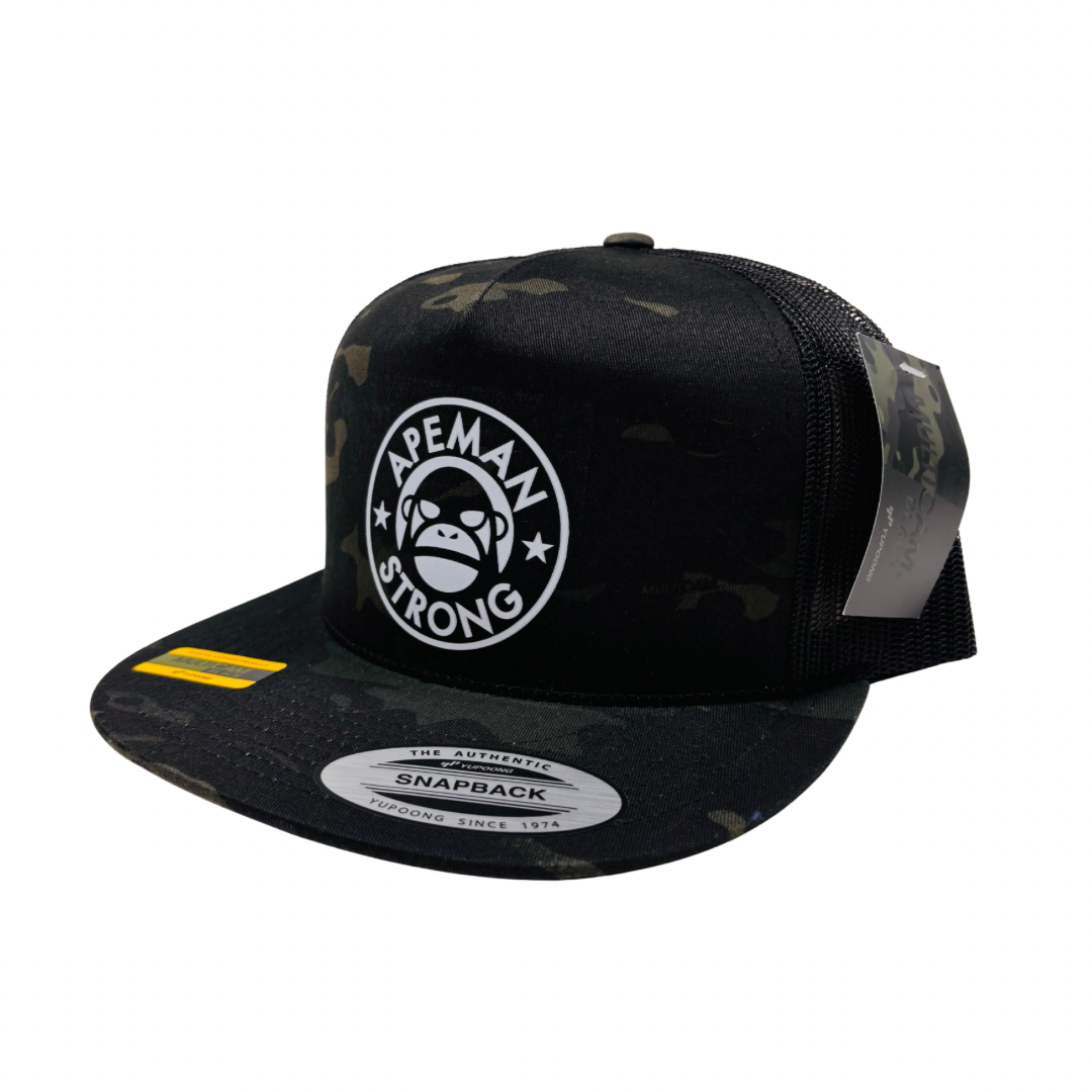 BLACK CAMO TRUCKER HAT