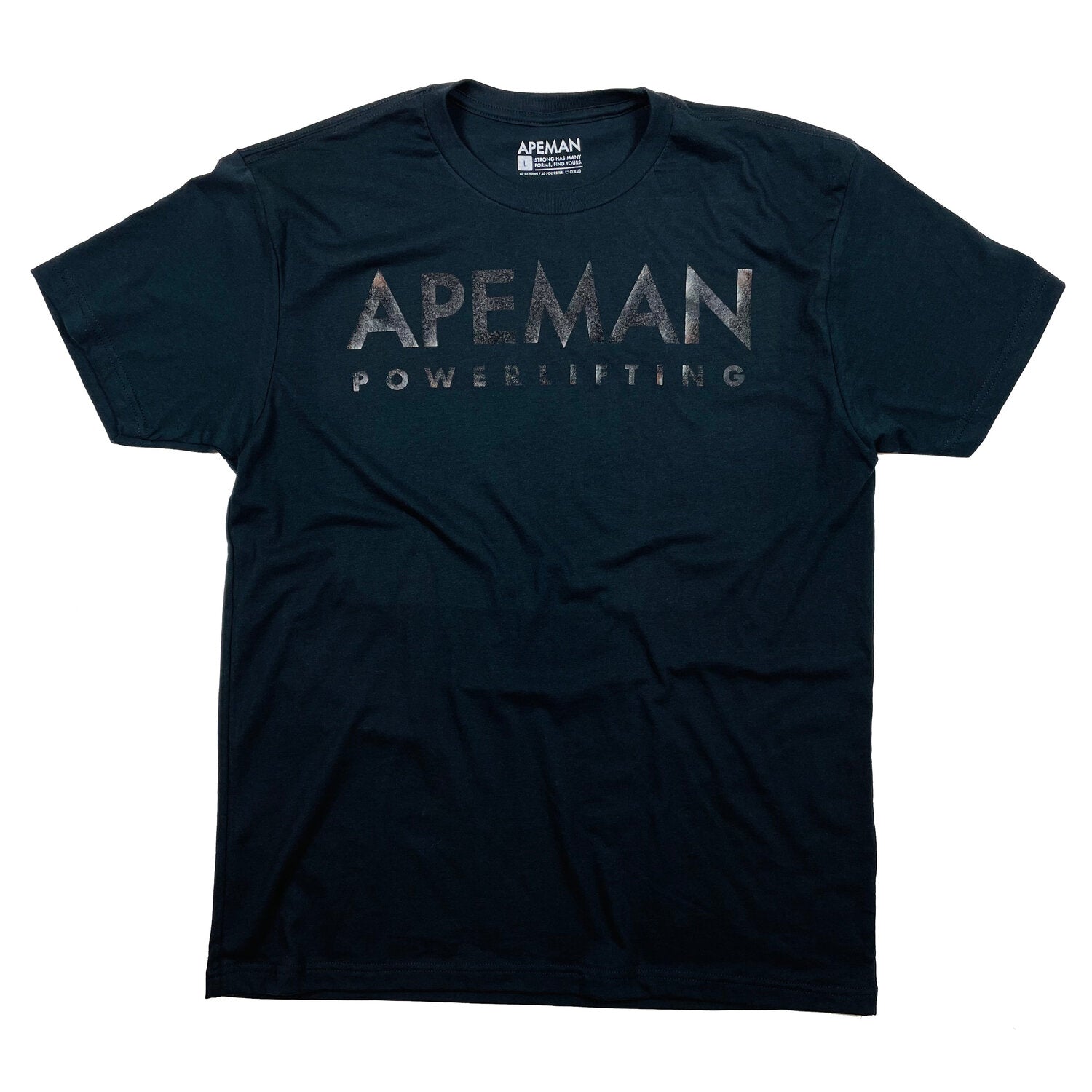 BLACK ON BLACK POWERLIFTING TEE - Apeman Strong Apeman Strong
