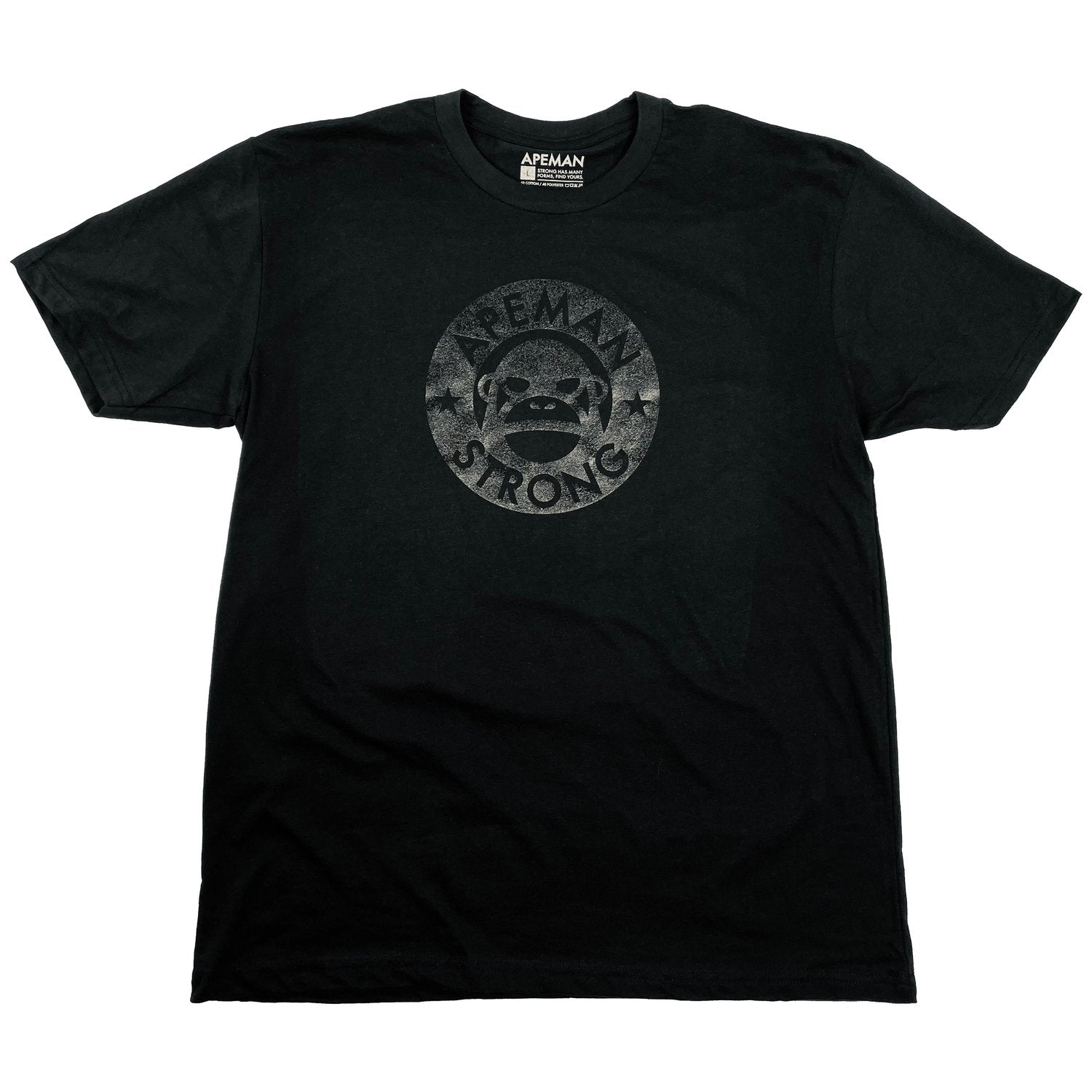 BLACK ON BLACK LOGO TEE - Apeman Strong Apeman Strong