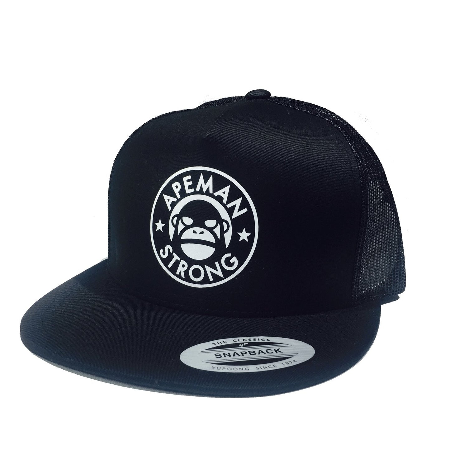 WHITE ON BLACK TRUCKER HAT