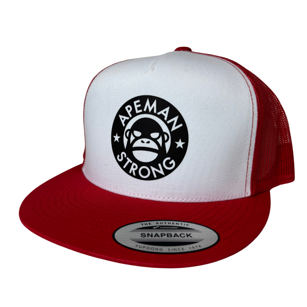 RED AND WHITE TRUCKER HAT - Apeman Strong Apeman Strong